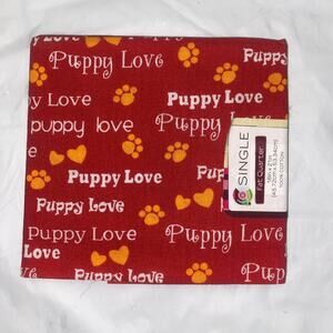 Puppy Love Fat Quarter Cotton Fabric Pawprints 18x21” Red